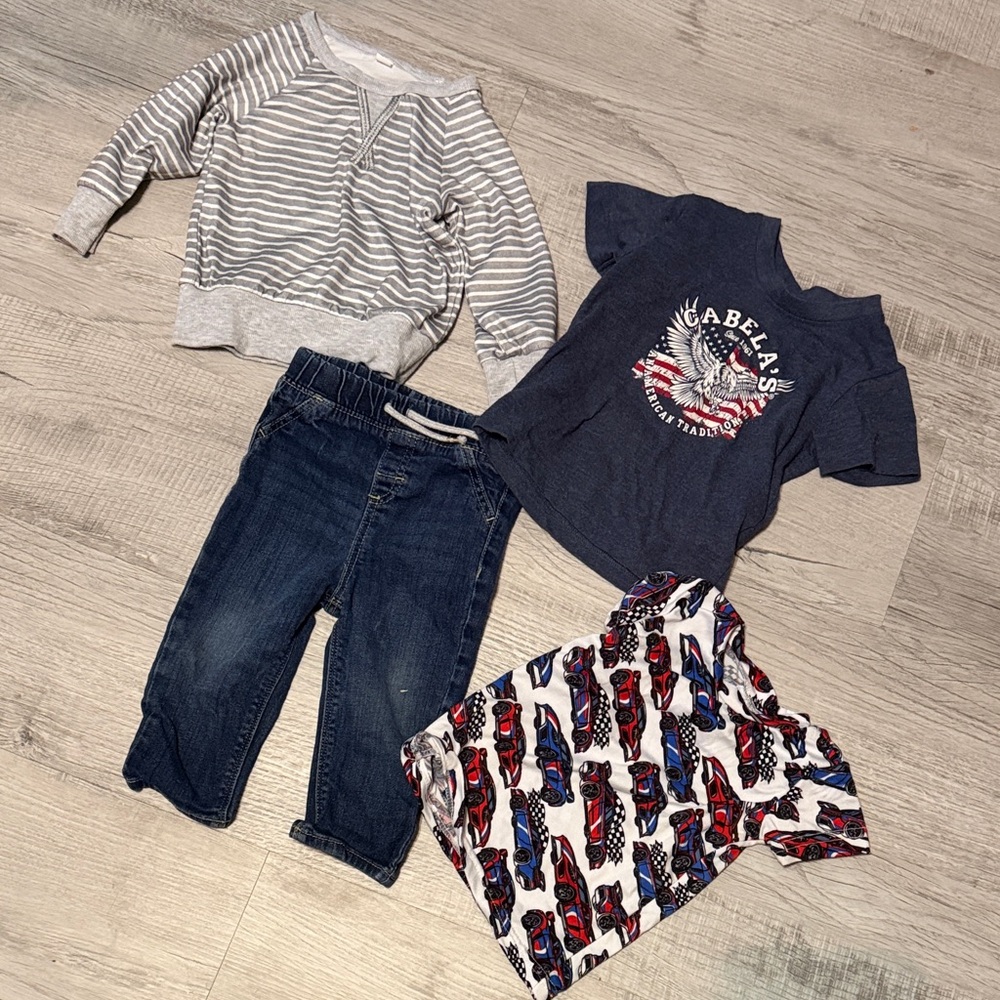 Striped Sweater and Graphic Tee with Jeans Set